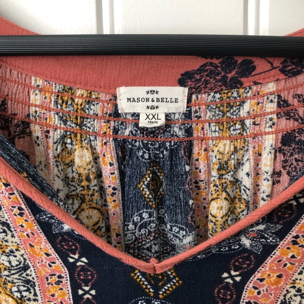Mason & Belle 3/4 Sleeve Boho Top, Size XXL. - Picture 6 of 6